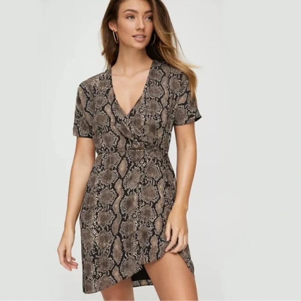 Aritzia Babaton Wallace Dress- Wrap Dress Pyhton Print- Size Medium